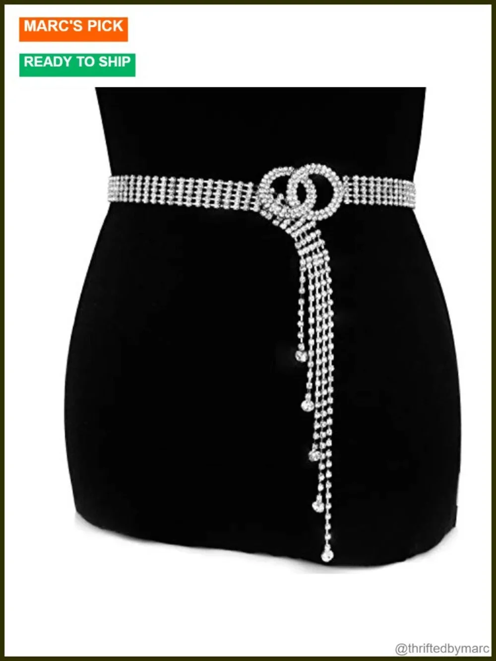Rhinestone Chain Belt O-Ring Waistband Belt for Dresses